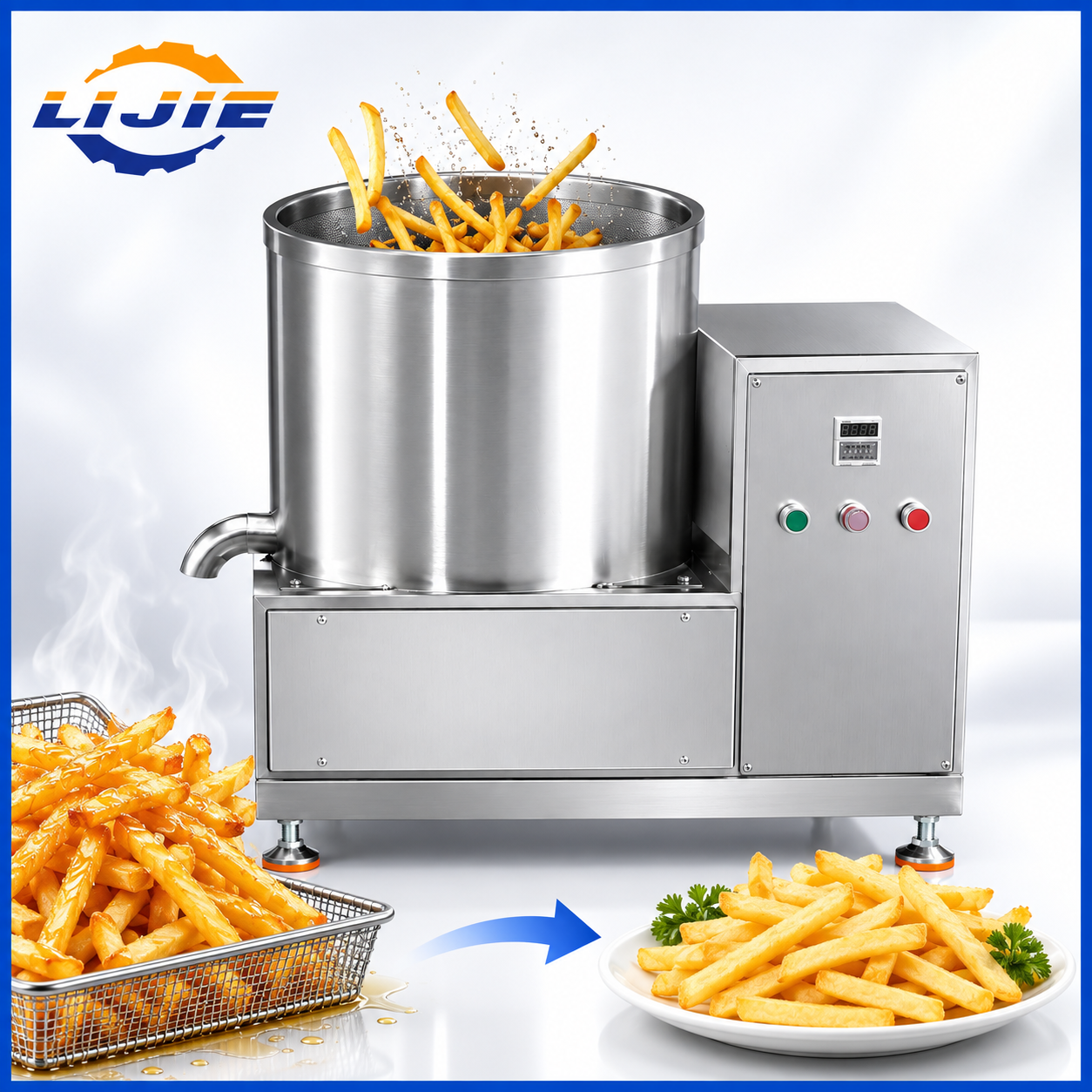 French fries oil removing machine before and after deoiling