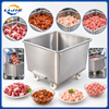 LIJIE stainless steel ingredient cart displayed with diced beef, marinated meat, chicken pieces and minced meat