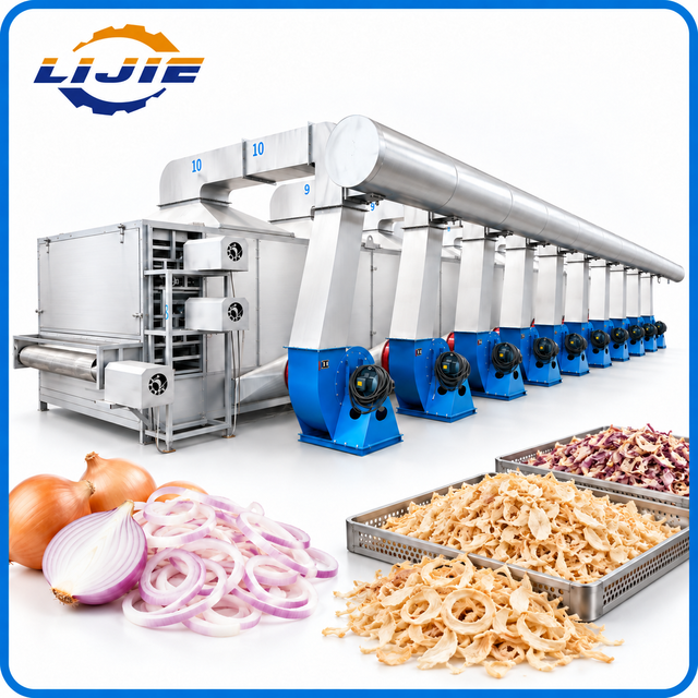Onion multi-layer belt dryer for continuous dehydration