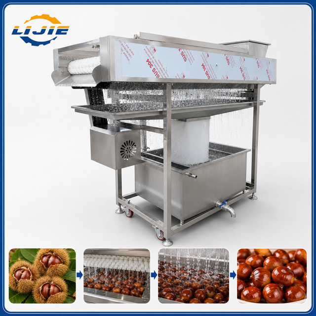 Industrial chestnut brush roller washing machine for removing mud from nut shells