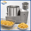 Centrifugal deoiling machine for removing excess oil from fried banana chips in a small processing line