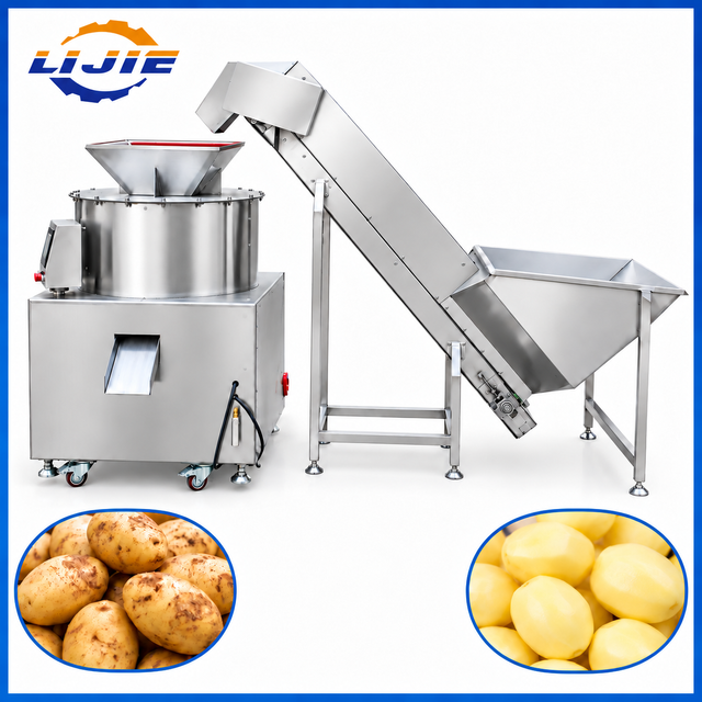 Potato Peeling Machine with Feeding Elevator for Commercial Processing